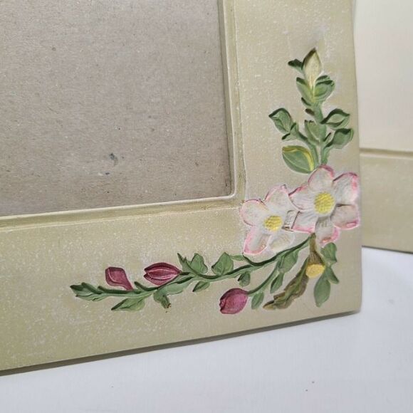 Burnes Ellice Dogwood set of 2 Two 4x6 Picture Frames Wild roses floral - Picture 3 of 6